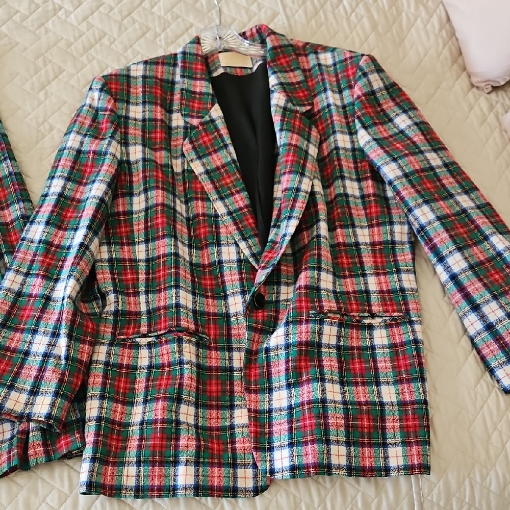 Pendelton Christmas Plaid Women's Blazer And Skirt Set
